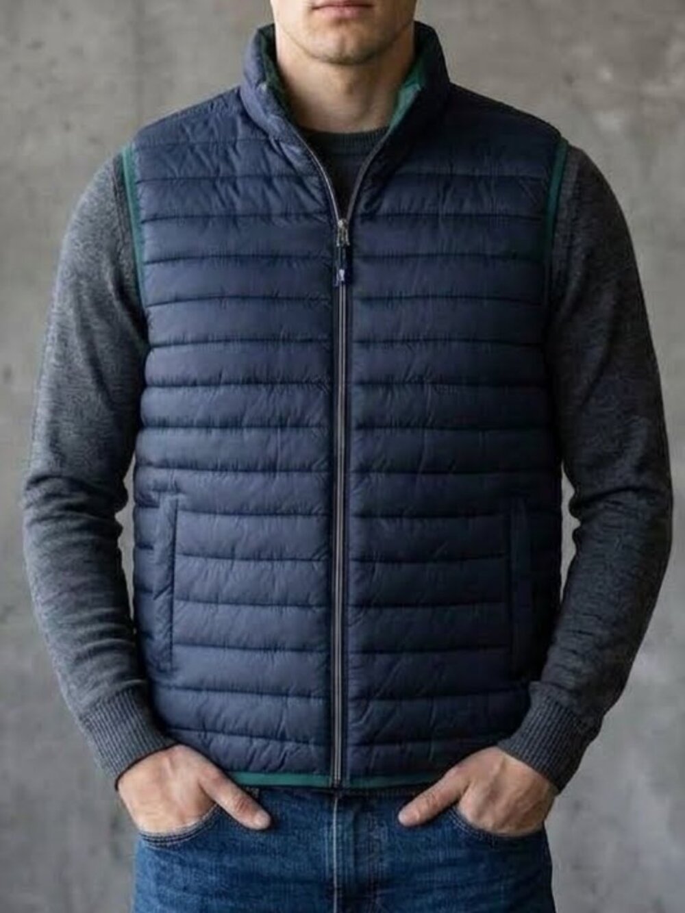 Izod Men's Puffer Vest Jacket Blue Insulated Wind Resistant Pockets Size XL NEW